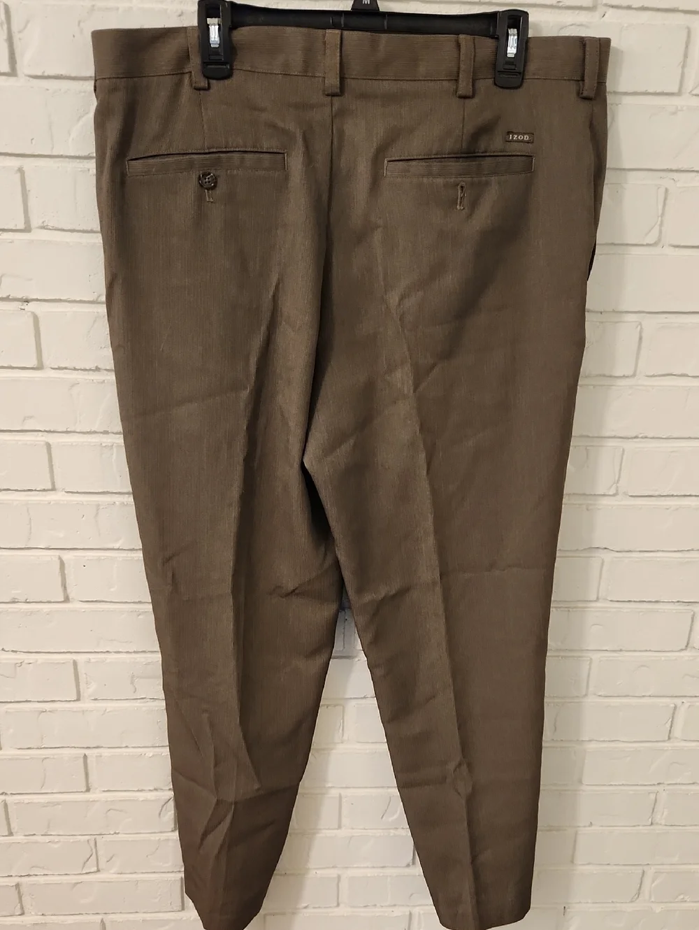 Izod Men's Green/Brown Dress Pants - Classic Straight Fit